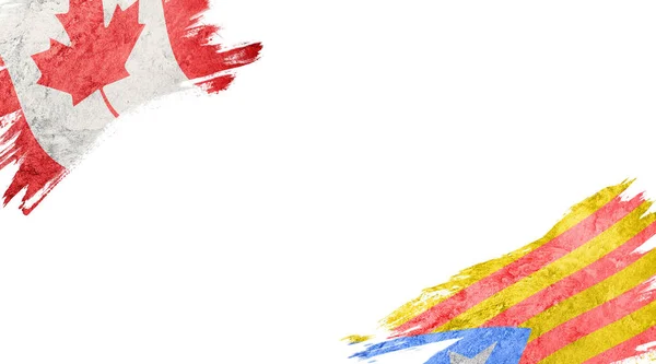 Bandeiras do Canadá e Catalunha em fundo branco — Fotografia de Stock